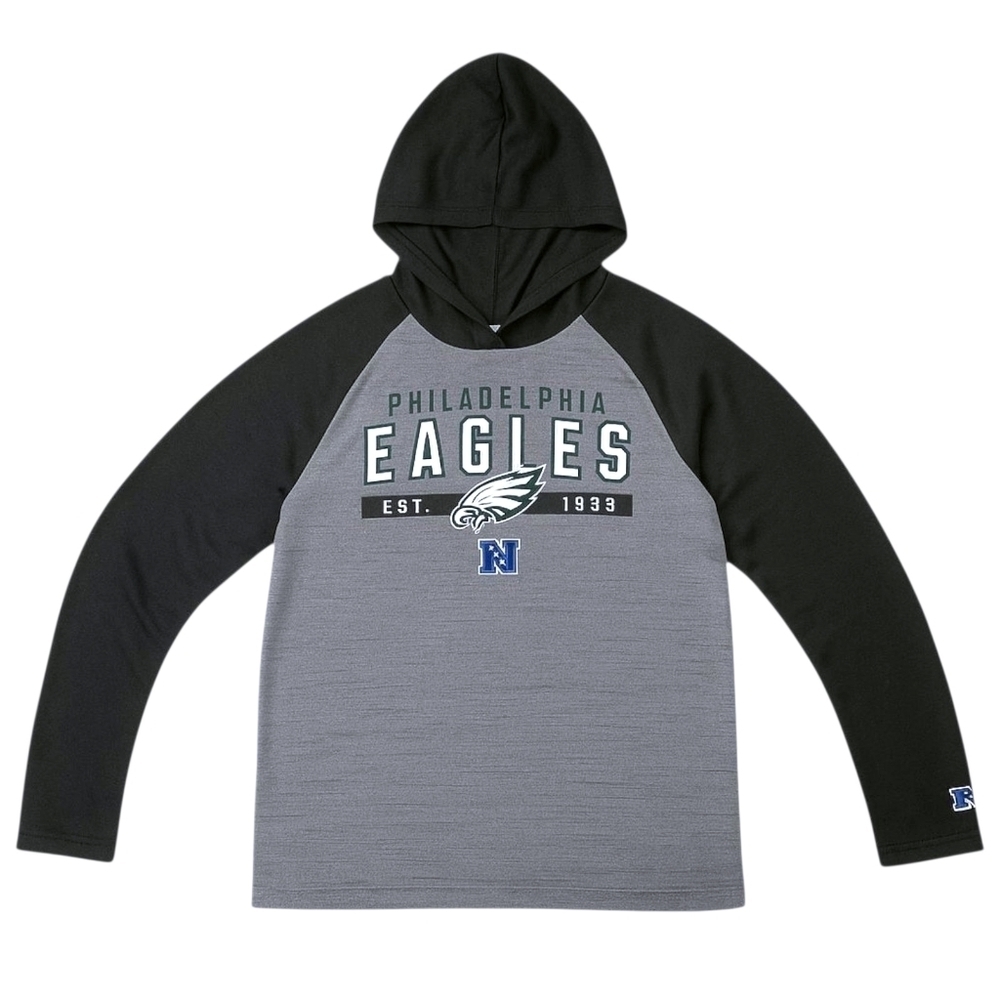 Philadelphia Eagles NFL Team Apparel Boys XL (18-20) Lightweight Hoodie Gray Blk